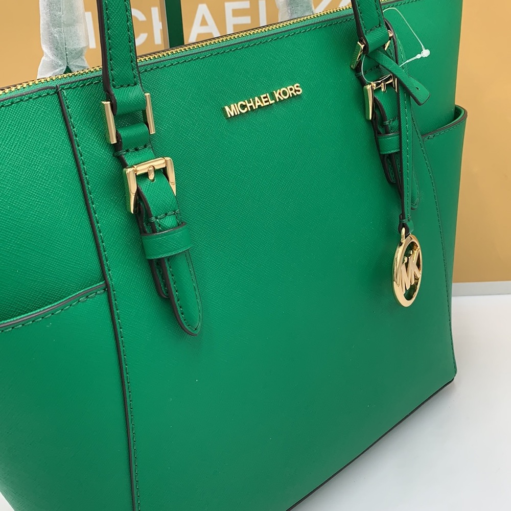 MICHAEL KORS CHARLOTTE LARGE TOP ZIP TOTE PALMETTO GREEN COLOR - Picture 11 of 16